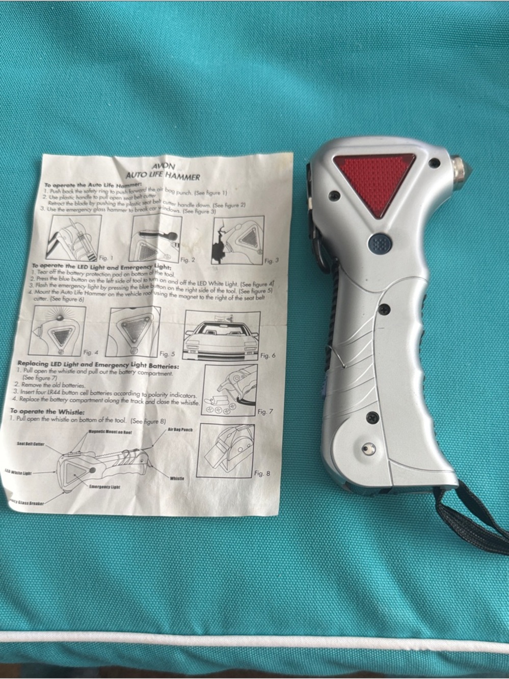 Avon Silver and Black Auto Life Hammer with Red Reflector